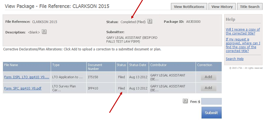 Land Title Package Statuses | LTSA Help